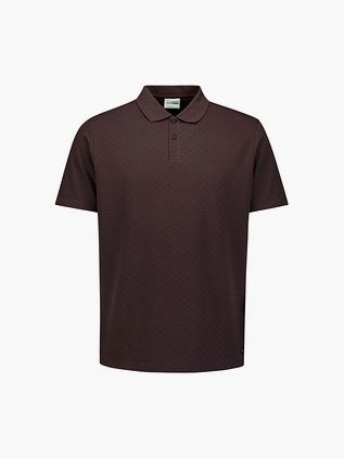 No Excess Knitted Polo Shirt Structure Brown