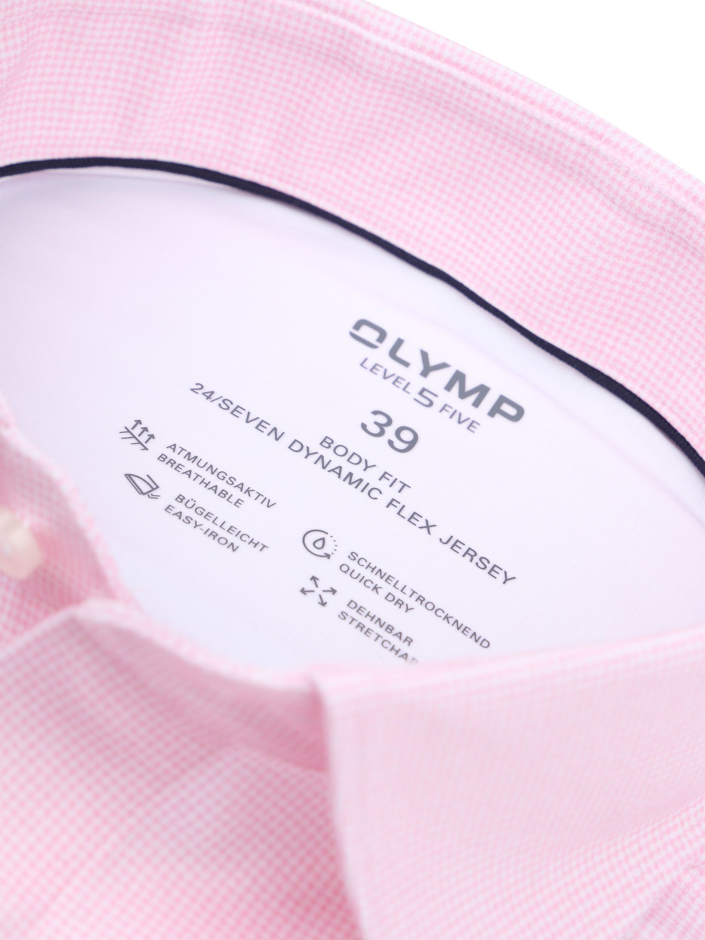 OLYMP Hemd Level 5 24/Seven Pied De Poule Rosa Product / Detail