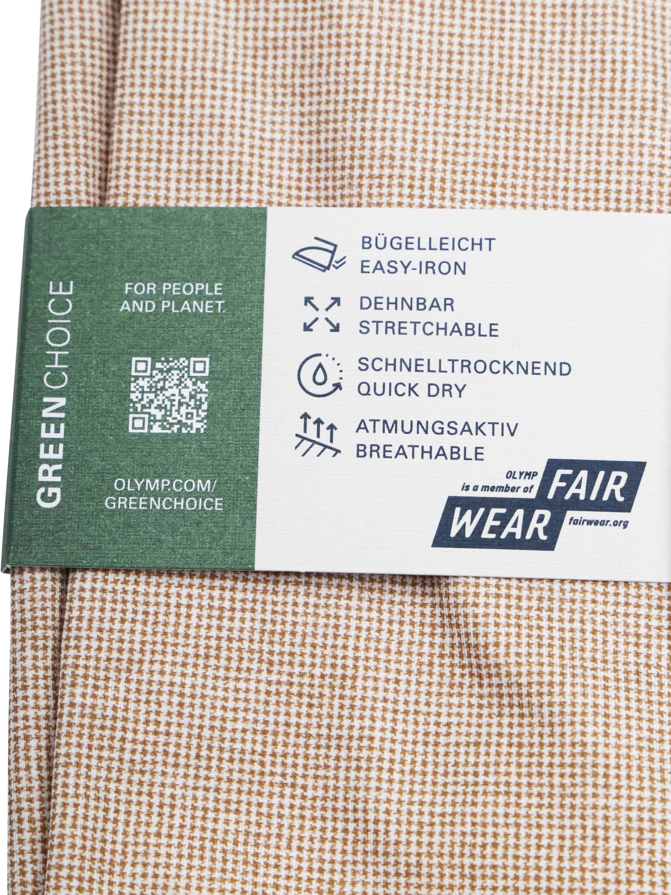 OLYMP Overhemd Level 5 24/Seven Pied De Poule Bruin Product / Detail