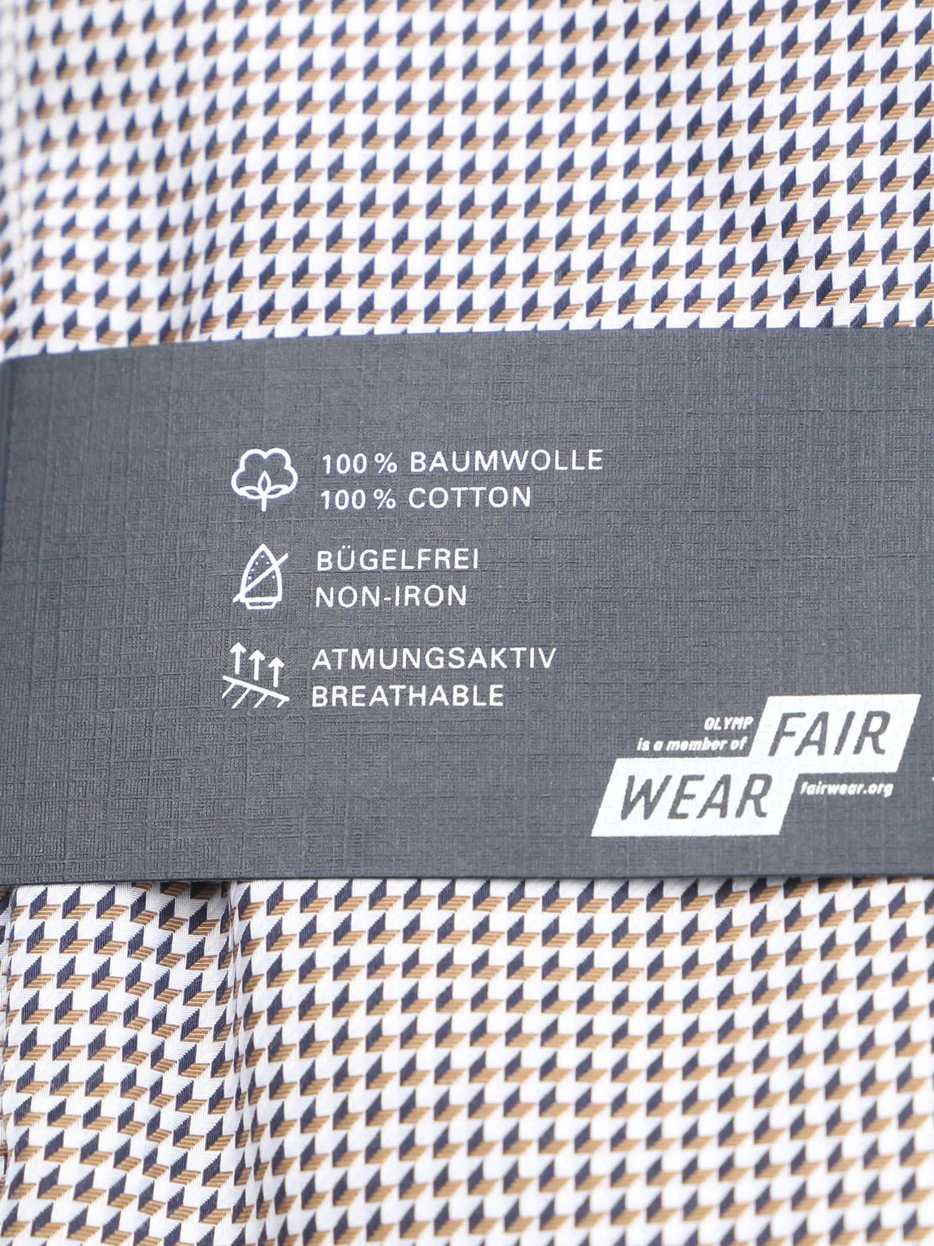 Olymp Luxor Shirt Print Structura Brown Product / Achterkant
