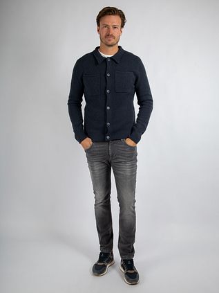 Suitable Cardigan Boiled Wool Blue