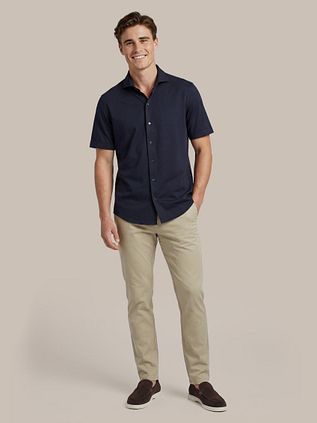 Suitable Chino Pico Coton Lin Kaki