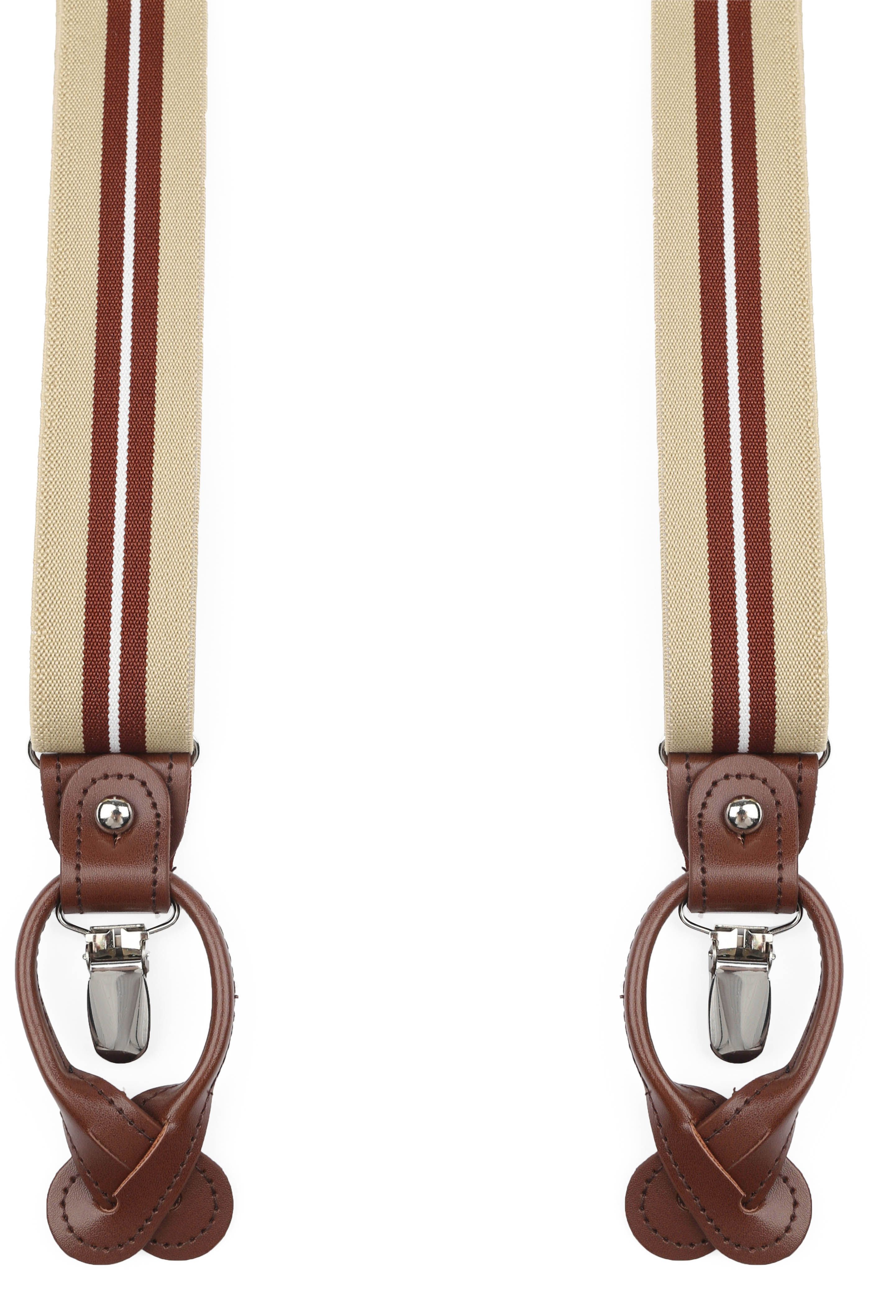 Passande Lyxiga Randiga Beige Suspendrar