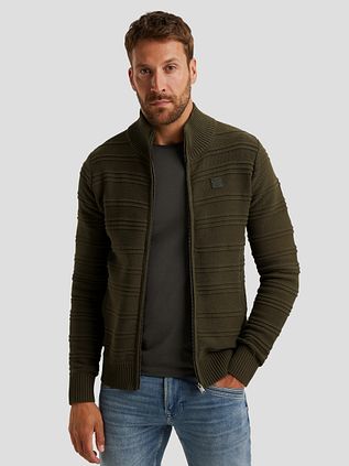 PME Legend Strickjacke Structure Knit Beluga Grün