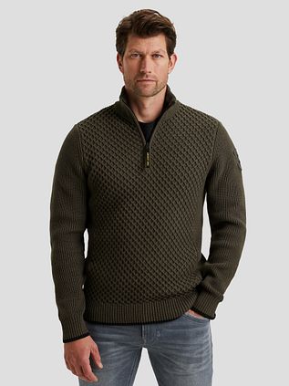 PME Legend Half Zip Structure Sweater Beluga Grün