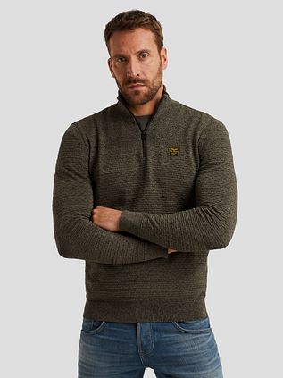 PME Legend Half Zip Structure Mouliné Sweater Dusky Green