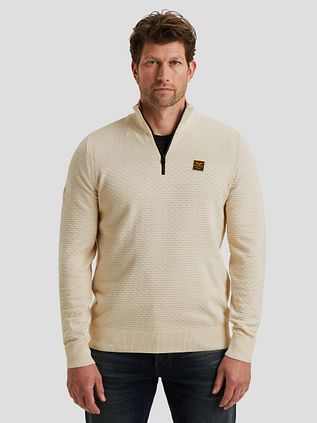 PME Legend Half Zip Structure Mouliné Sweater Ecru