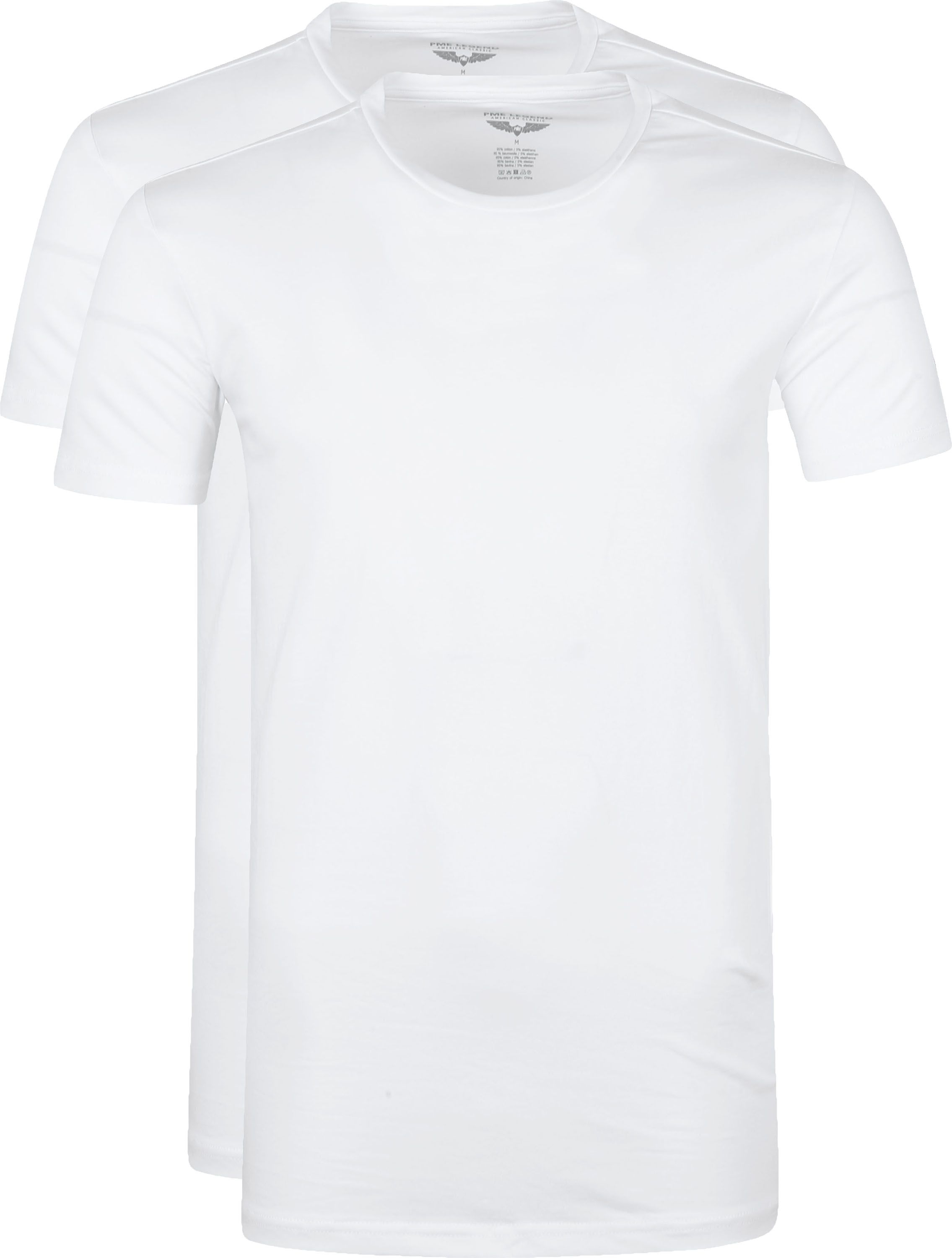 Basic T-Shirt 2-Pack de cuello redondo en blanco