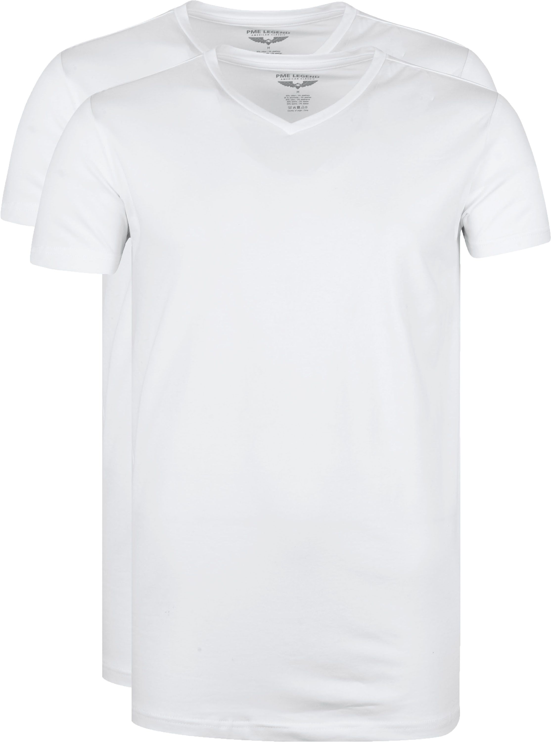 Basic T-Shirt 2-pack z dekoltem V, biały