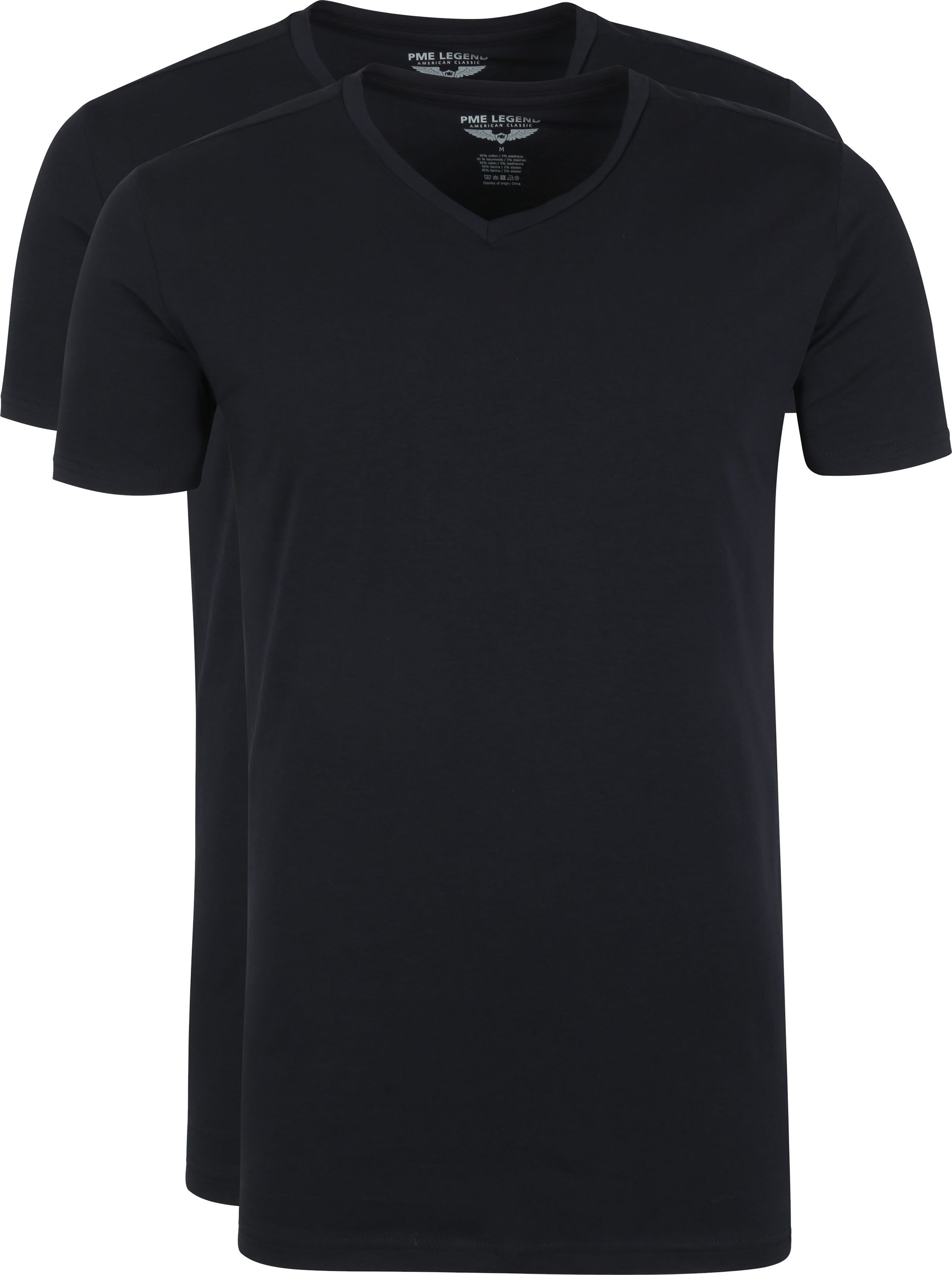 Basic T-Shirt pack de 2 con cuello de pico negro