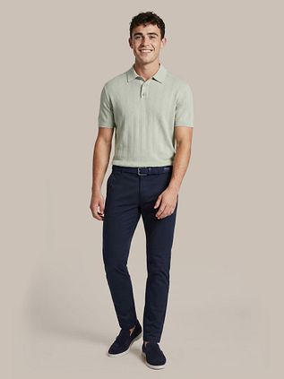Suitable Knitted Jacquard Polo Shirt Light Green