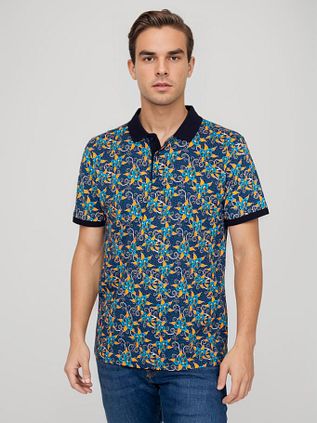 Suitable Polo Floral Dark Blue