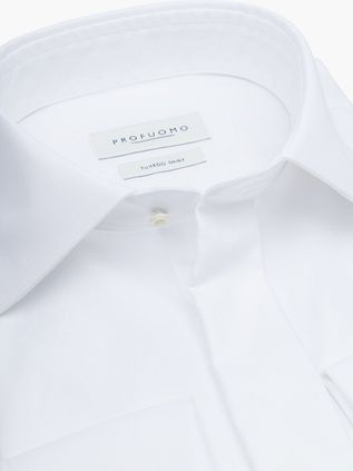 Profuomo Tuxedo Shirt Double Cuff White
