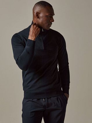 Profuomo Half Zip Pullover Luxury Navy