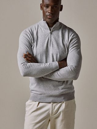 Profuomo Half Zip Pullover Luxury Grey