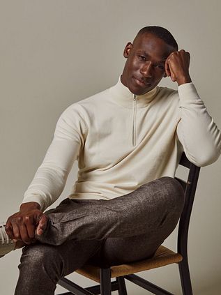 Profuomo Half Zip Pullover Luxury Off White