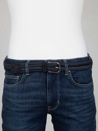 Profuomo Waxed Geflochtener Gürtel Navy