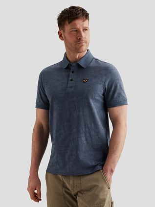 PME Legend Polo Shirt Jacquard Jersey Bijou Blue