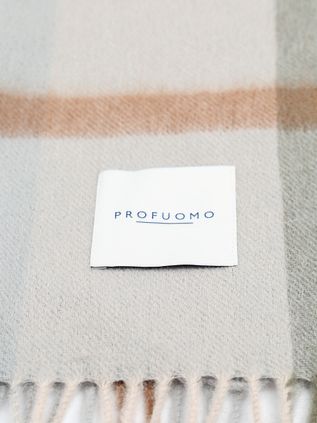 Profuomo Schal Lammwolle Grau Kariert