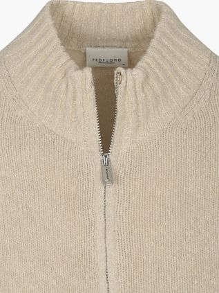 Profuomo Strickjacke Boiled Wolle Ecru