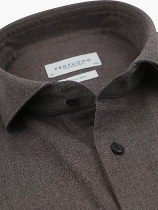 Profuomo Hemd Peached Twill Flanell Braun