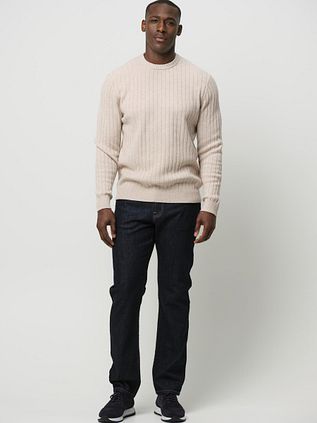 Profuomo Pullover Rib Wool Blend Sand