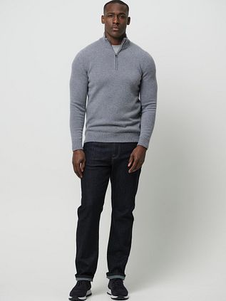 Profuomo Half Zip Pullover Wool Blend Blue