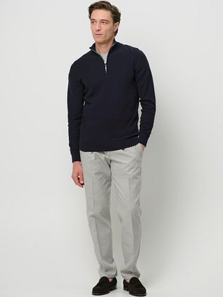 Profuomo Half Zip Pullover Structure Navy