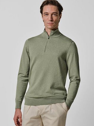 Profuomo Half Zip Pullover Luxury Basic Green