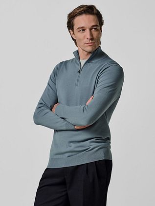 Profuomo Half Zip Pullover Luxury Basic Blue