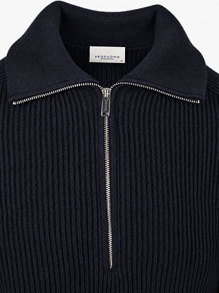 Profuomo Half Zip Pullover Wool Navy