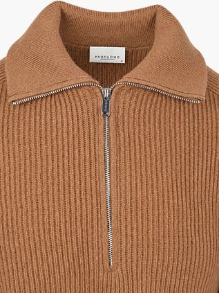 Profuomo Half Zip Pullover Wool Cognac