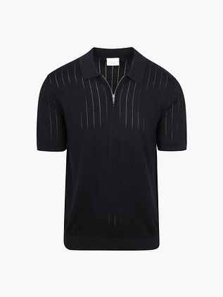 Profuomo Strick-Poloshirt Half-Zip Dropneedle Marine