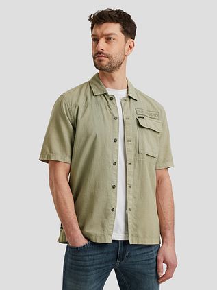 PME Legend Short Sleeve Shirt Linen Blend Green