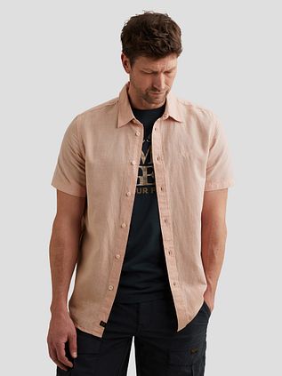 PME Legend Short Sleeve Shirt Cotton Linen Pink