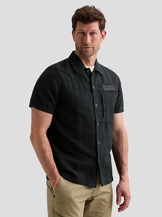 PME Legend Short Sleeve Shirt Cotton Linen Navy