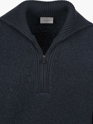 Suitable Deep Zip Pullover Boiled Wool Navy