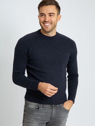 Suitable Lambswool Pullover O-Neck Navy