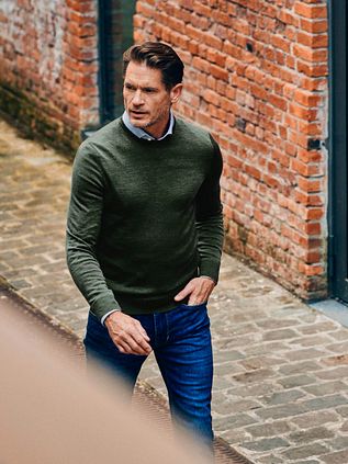Suitable Merino Pullover Military Grøn