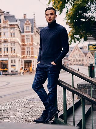 Suitable Turtleneck Pullover Rib Merino Navy