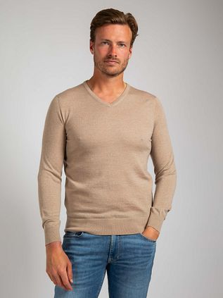 Suitable Merino Pullover V-Hals Beige