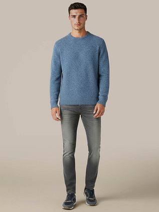Suitable Pullover Donnegal Tweed Eco Wool Blue