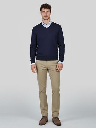 Steppin' Out Pullover V-Ausschnitt Lammwolle Navy