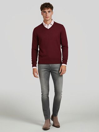 Steppin' Out Pullover V-Neck Lambswool Burgundy