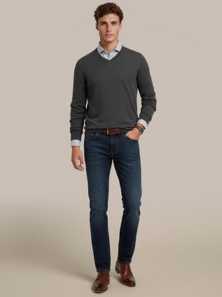 Steppin' Out Pullover V-Neck Lambswool Anthracite