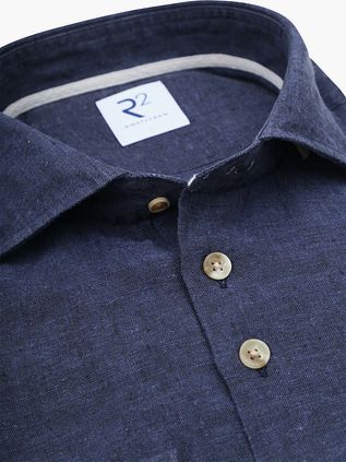 R2 Camisa Elegante Mezcla De Lino Navy