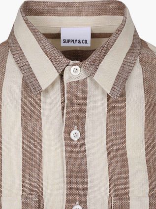 Supply & Co Polo Overshirt Stripe Brown