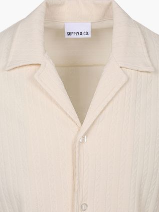 Supply & Co Chemise à Manches Courtes Stretch Blanc Cassé