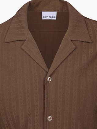 Supply & Co Chemise à Manches Courtes Stretch Marron
