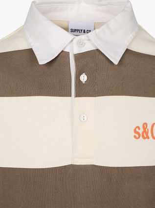 Supply & Co Polo Longsleeve Streep Bruin